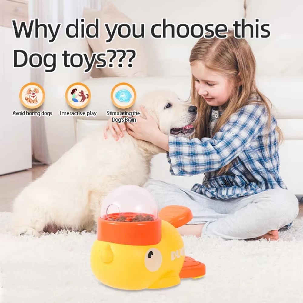 Yellow Duck Interactive Dog Food Dispenser Feeder for Cats Durable Plastic Training Toys Cat Accessories Puzzle Pet Automatic