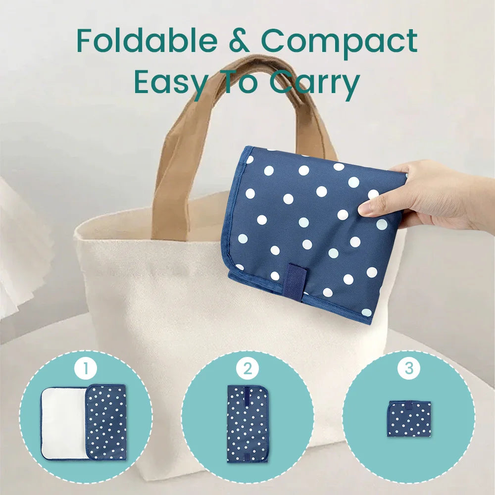 Portable Diaper Changing Pad, Easy Wipe Clean - Foldable Waterproof Baby Changing Mat, Infant Travel Essential