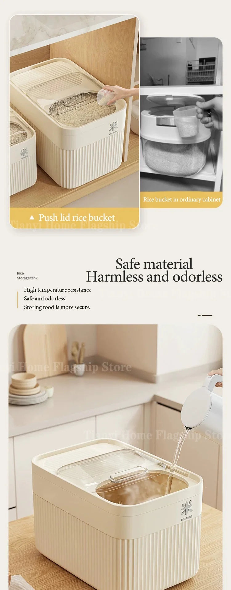5/10/15KG Rice Storage Box Home with Lid Insect Proof Moisture Proof Rice Box Sealed Jar Kitchen Container Storing Dry Grain