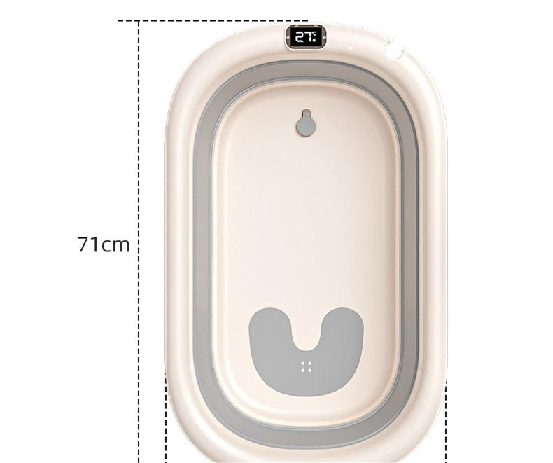 Multi-Functional Collapsible Baby Bathtub with Bath Rack and Non-Slip Mat Foldable Baby Shower Tub Portable Space Saving