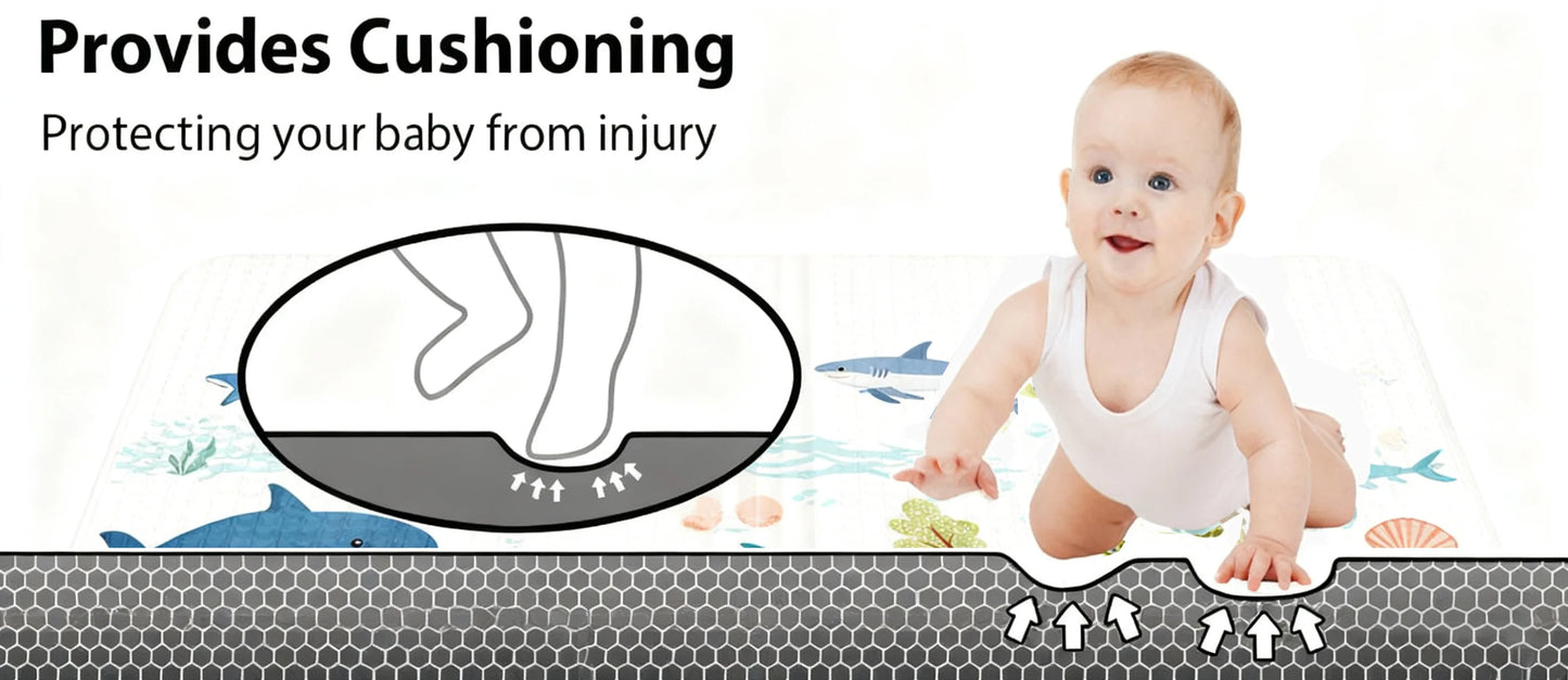 Foldable XPE Baby Play Mat Lightweight Non Toxic Crawling Mat for Newborn Portable Waterproof Play Rug Infants Travel Crawl Mat