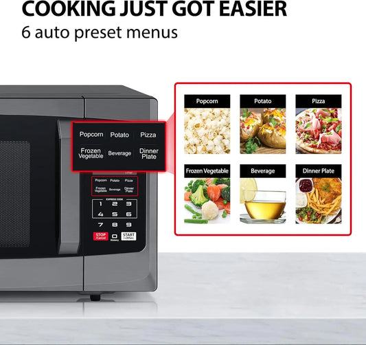 800w 23L Microwave Oven with Digital Display, Auto Defrost, One-touch ExprCook with 6 Pre-Programmed