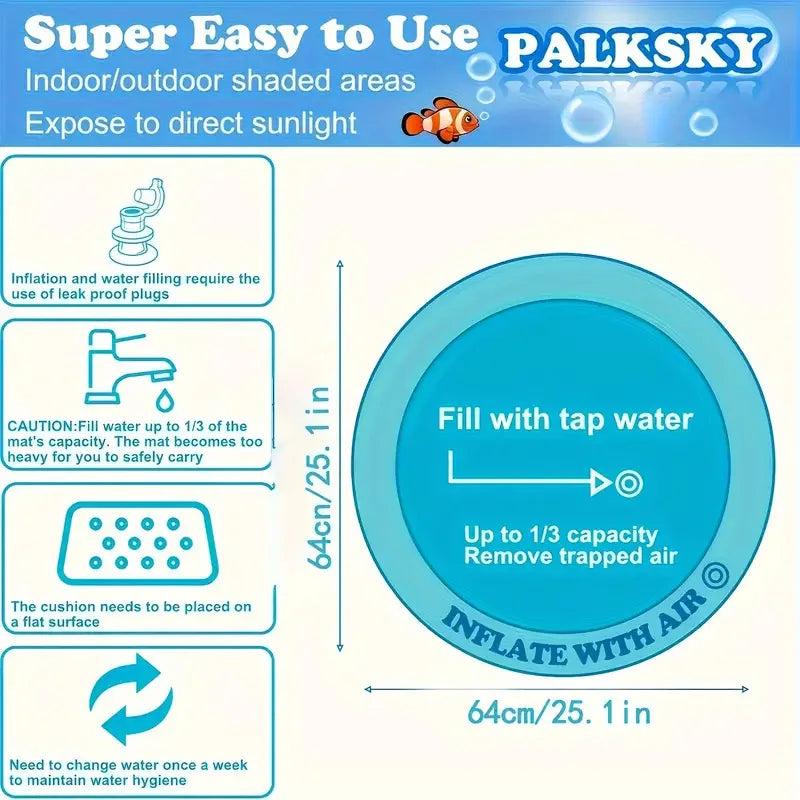 Pet Play Mat Interactive Water Mat Indoor Relief Cat Boredom Splash Pad, Summer Cooling Sleeping Mat