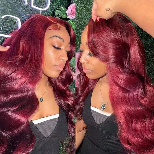 99j Burgundy High Density Body Wave 13x6 Lace Front Wigs Human Hair 30 Inch 13x4 Hd Lace Frontal Wigs For Women Choice Brazilian
