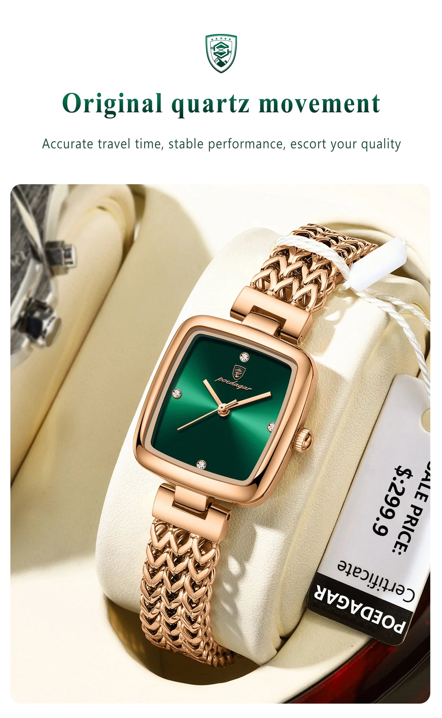 POEDAGAR Luxury Square Watch for Woman Waterproof Stainless Steel Women Quartz Watches Female Elegant Dress Simple Ladies Watch