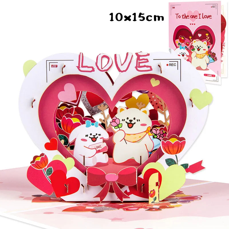 3D Pop UP Love Card for Wife and Girlfriend Gift for Valentines Day Anniversary Wedding Invitation Greeting Thank You Cards