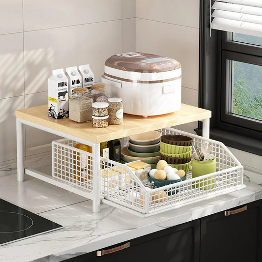 Kitchen Countertop Organiser – Multi-Use Storage Shelf for Microwave, Coffee Machine & More