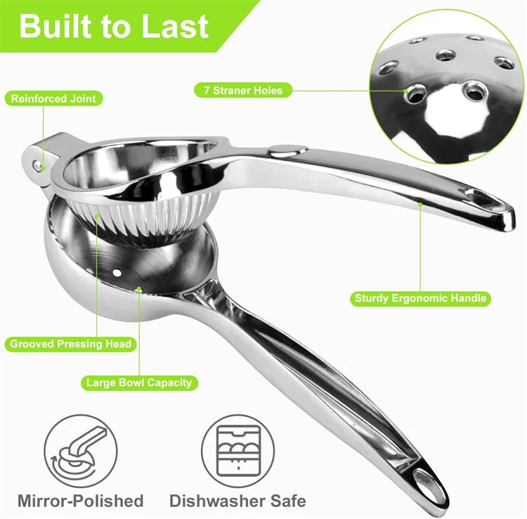 LMETJMA Premium Lemon Squeezer Zinc Alloy Manual Press Juicer Lime Squeezer for Lemon Citrus Orange Fruit JT217