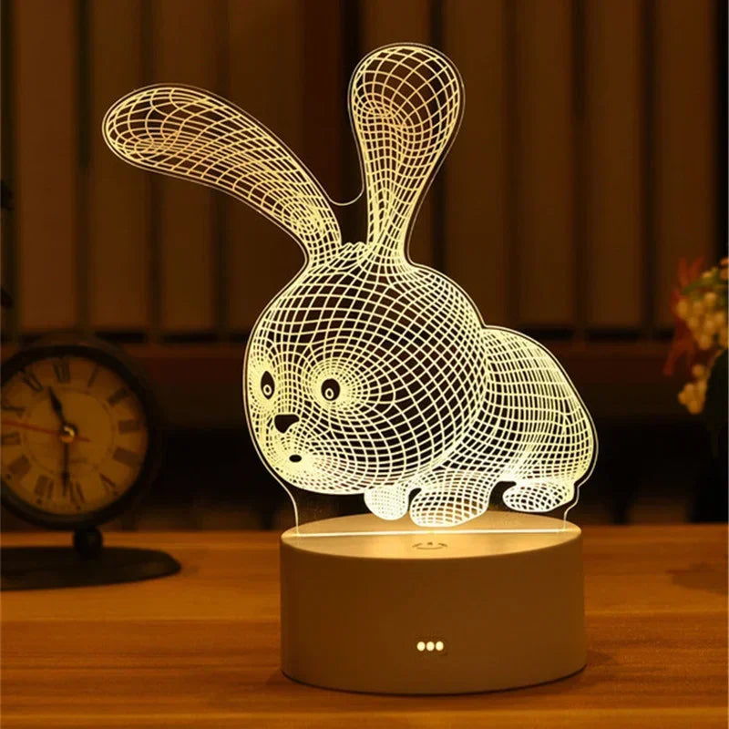USB Operated 3D Acrylic LED Night Light Festival Birthday Kids Gifts Bedroom Bedside Decor Night Lamp Home Novelty Lighting