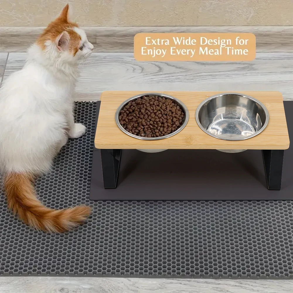 5° Tilted Elevated Pet Bowl – Stainless Steel Feeder for Cats and Puppies, Ergonomic Raised Dog Bowl
