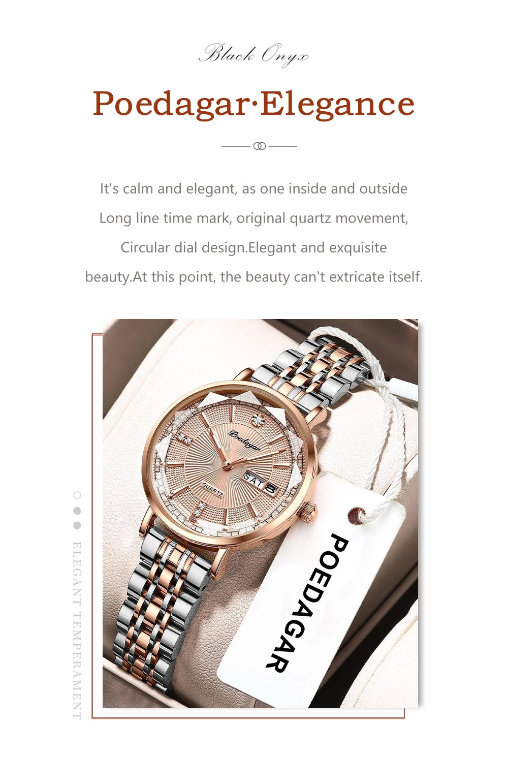 POEDAGAR Top Luxury Brand Woman Watch Waterproof Date Week Elegant Ladies Wristwatch High Quality Fashion Quartz Women's Watches