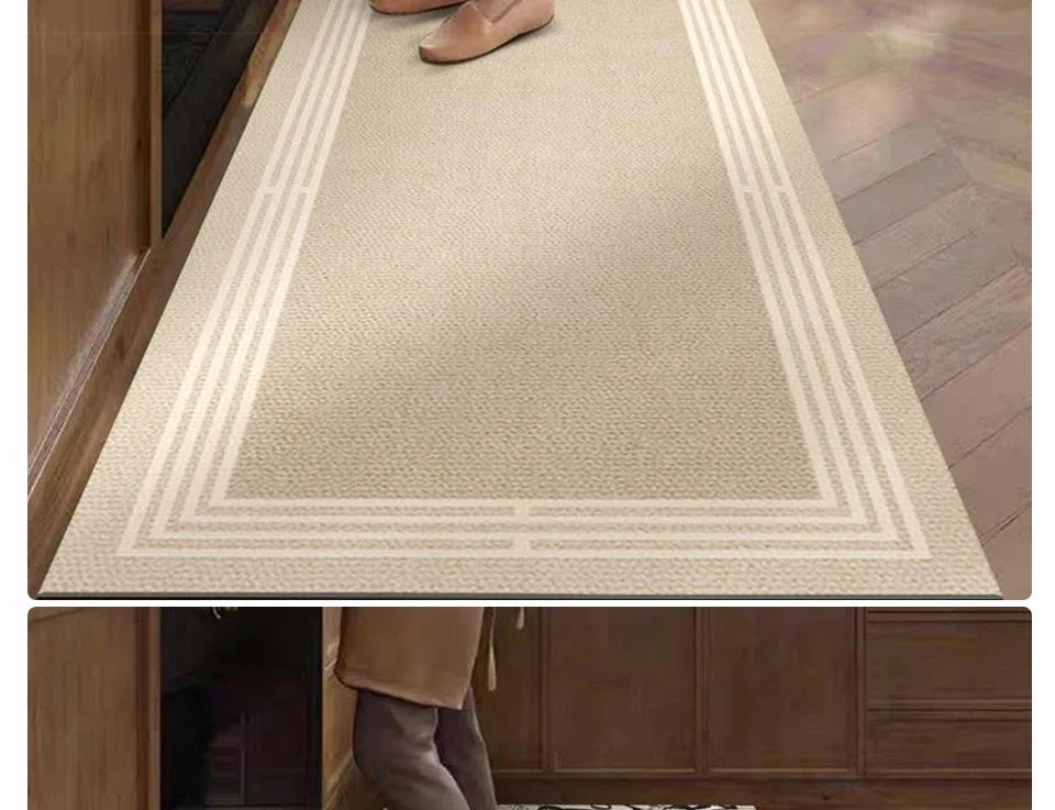 Kitchen Rug Pvc Waterproof Leather Carpet Beige Long Floor Mat Non-slip Oil-proof Home Decoration Vinyl Rugs Alfombras De Cocina