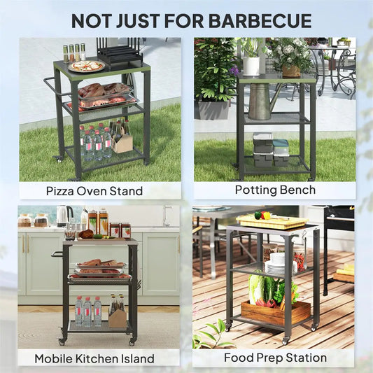 Multi-Functional Camping Cart & Grill Cart - Portable Outdoor Utility Trolley for Adventures