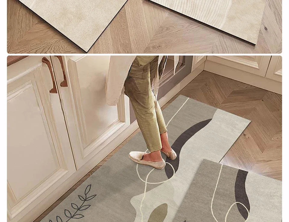 Carpet for Kitchen Floor Mat Pvc Waterproof Oil-proof Leather Rug Anti-slip Foot Mats Home Decoration