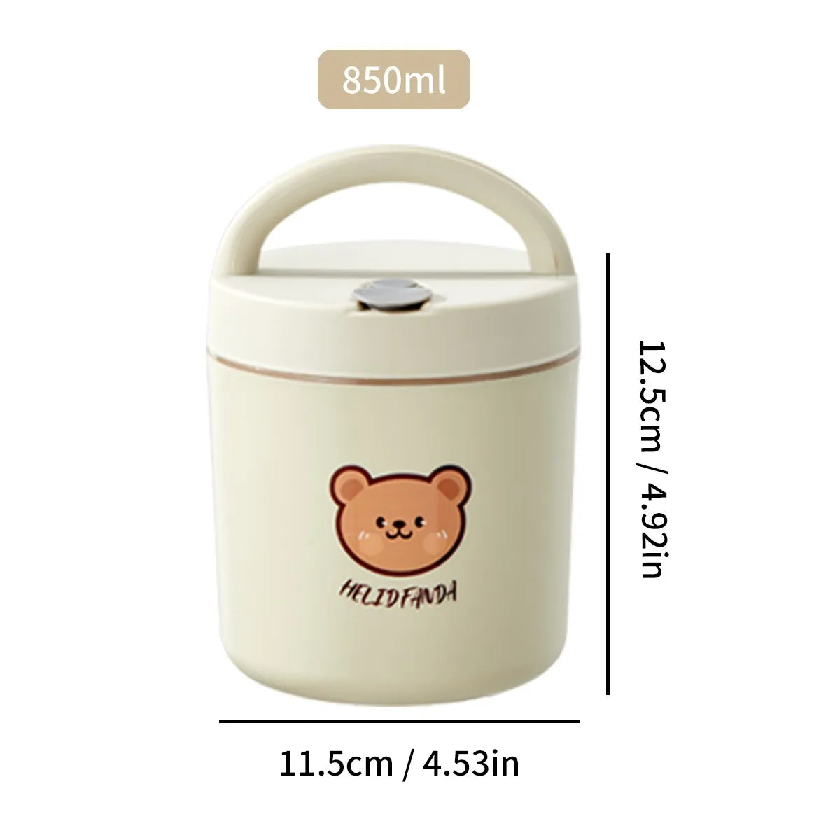 316 Stainless Steel Thermal Insulated Bento Lunch Box Leak Proof Little Bear Food Container With Handle For Kids Microwave Safe