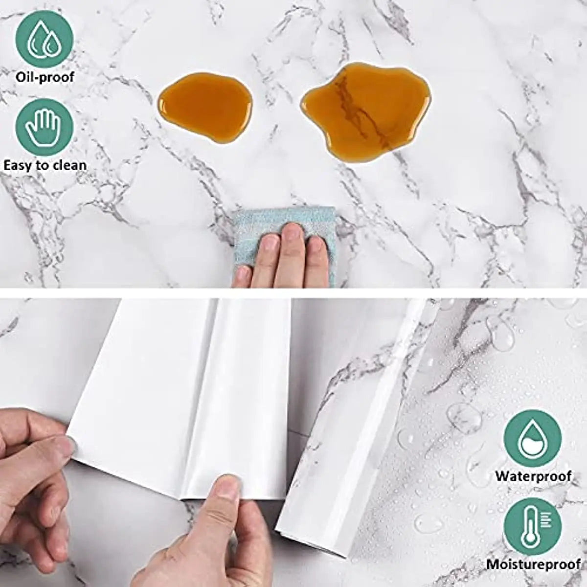 Marble Self Adhesive Contact Paper White Grey Marble Wallpaper Peel and Stick Glossy Marble Contact Paper for Countertop Kitchen