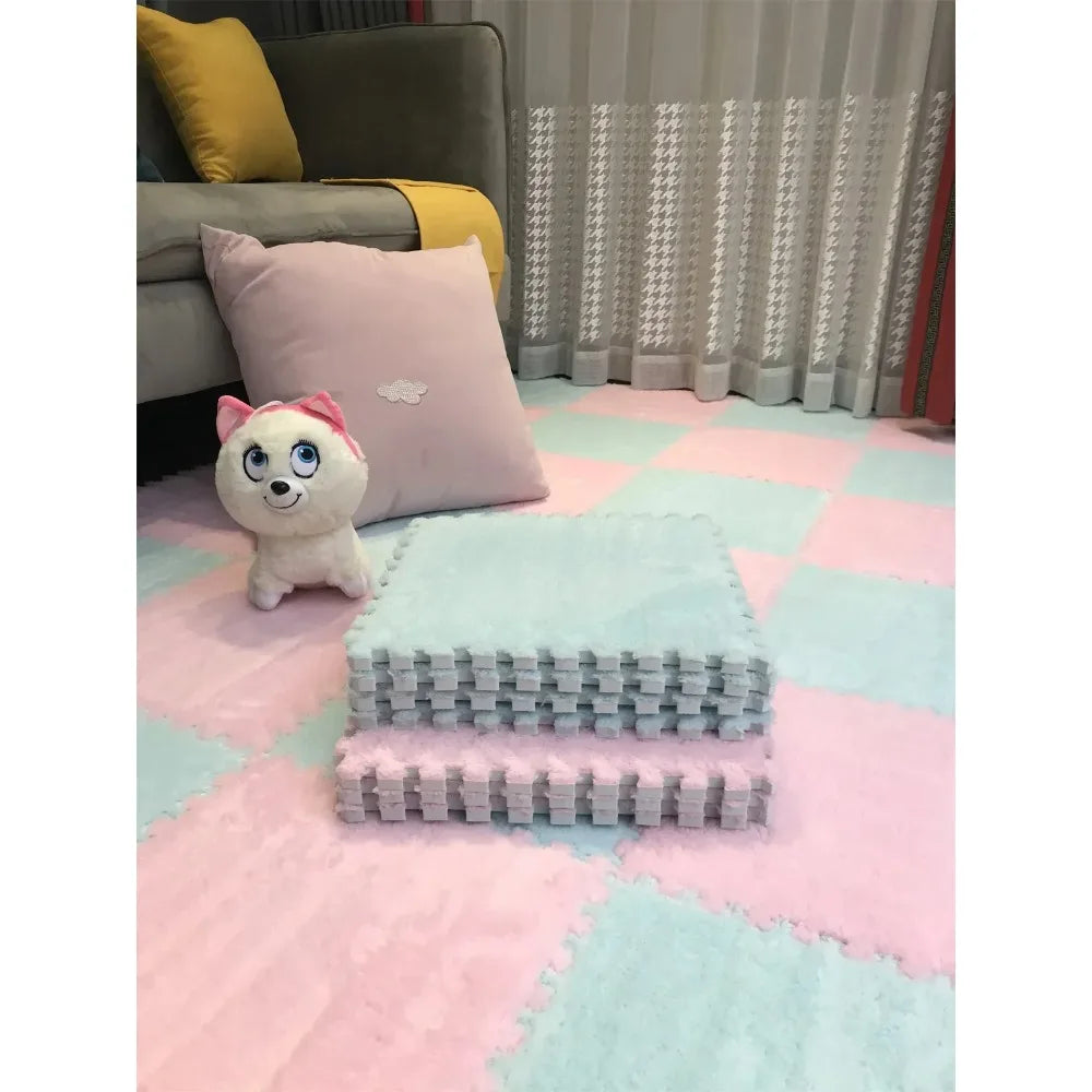 10Pcs Soft Plush Baby Play Mat EVA Foam Puzzle Carpet 30x30cm Children’s Mat Keep Warm for Kids Room Baby Toys Floor Playmat