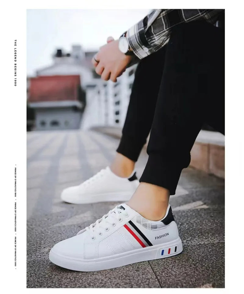 Men's White Casual Trainer Shoes, Outdoor Sport Shoes