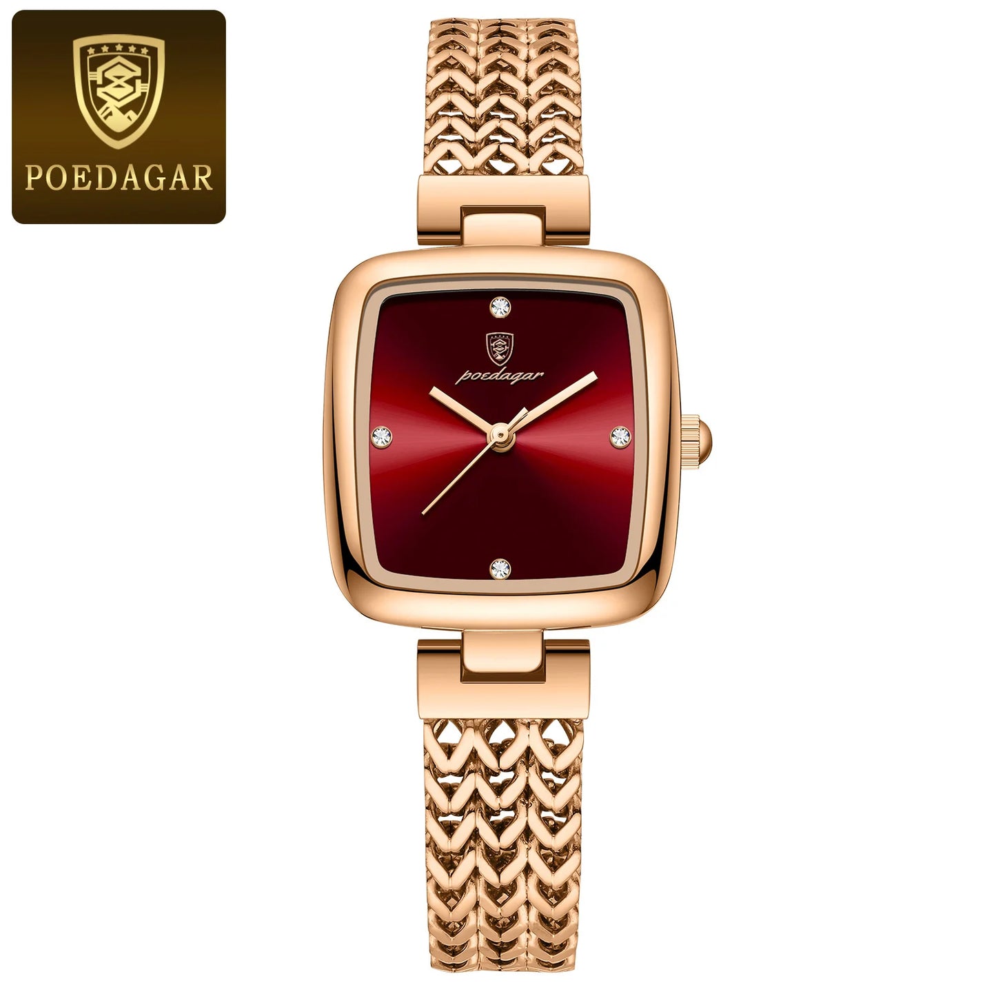 POEDAGAR Luxury Square Watch for Woman Waterproof Stainless Steel Women Quartz Watches Female Elegant Dress Simple Ladies Watch