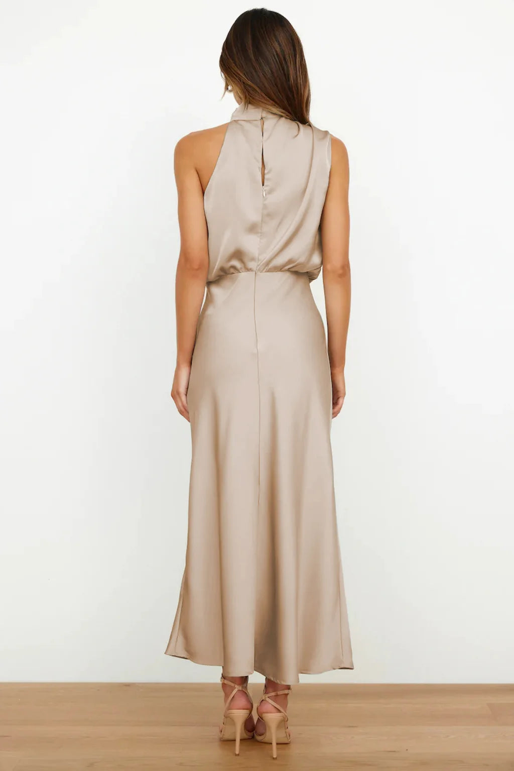 Summer High-End Silk Satin Sleeveless Long Dress Women Fashion Elegant Celebrity Dresses Evening Dress Party Clothes Ladies