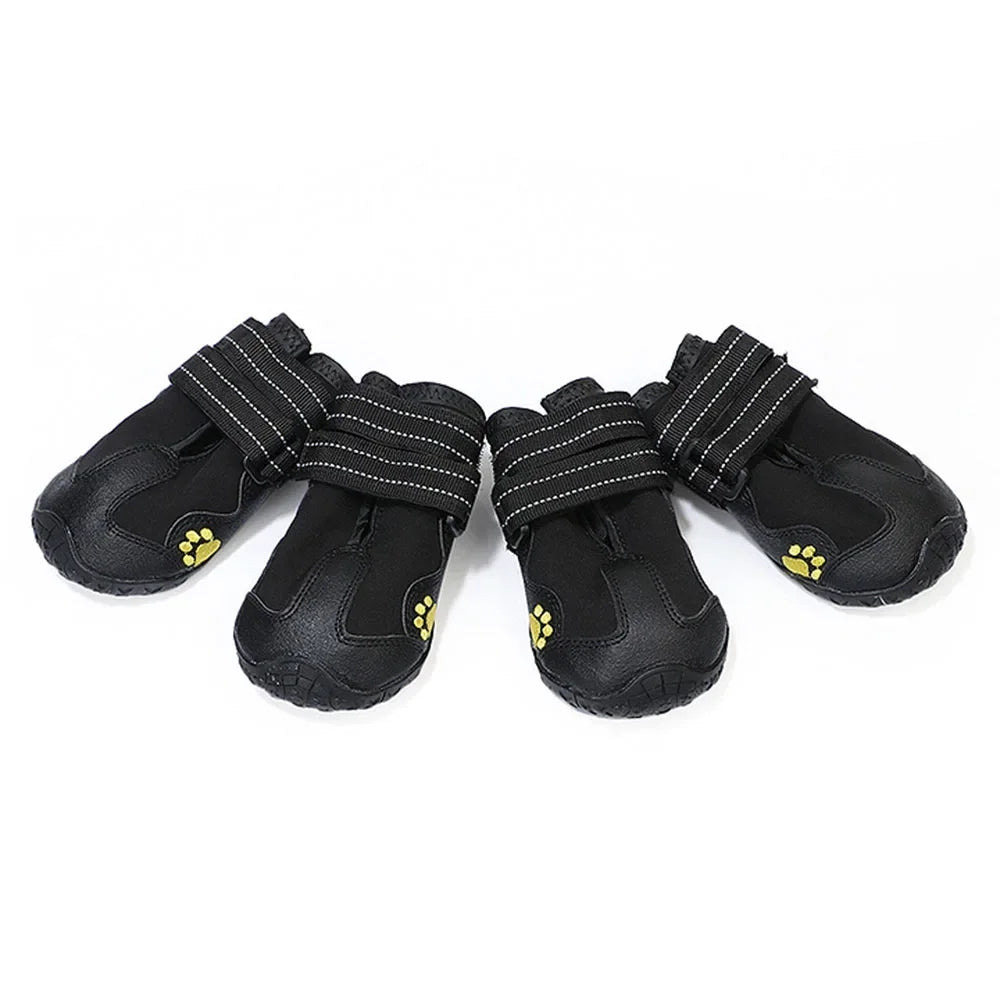 Dog Socks & Boots – 4pcs Reflective Waterproof Anti-Slip Shoes for Medium and Large Dogs, Warm for Snow & Rain