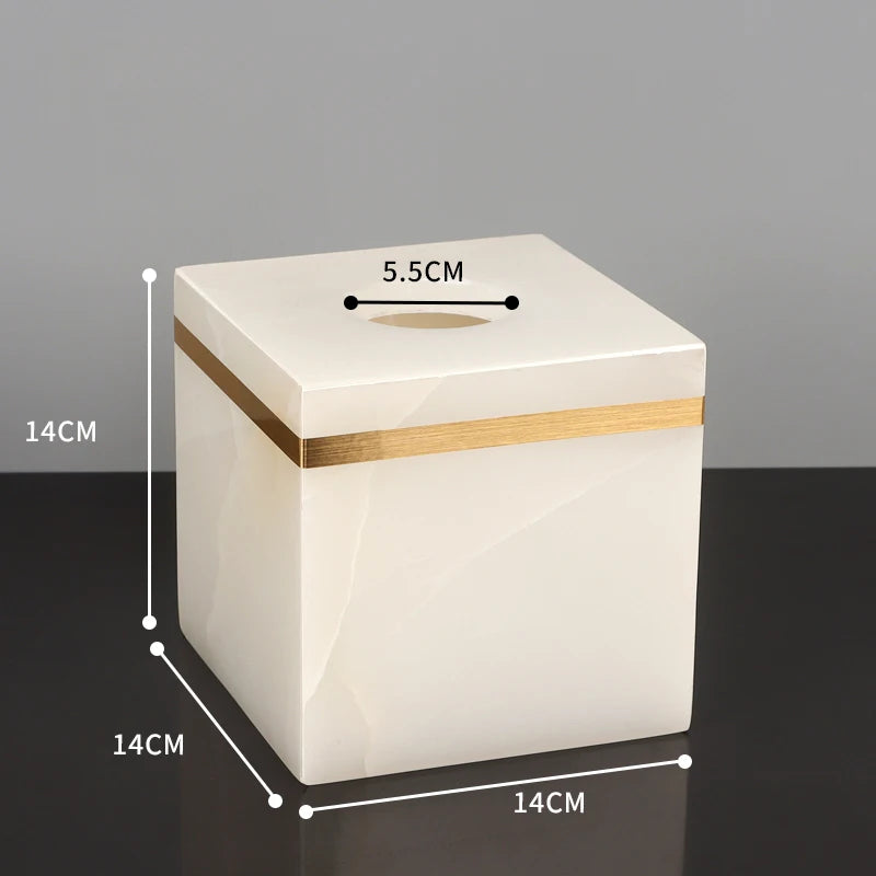 White Onyx Natural Marble Bathroom Accessories Gold Luxury Soap Dispenser Cotton Swab Holder Toothbrush Holder Bathroom Set