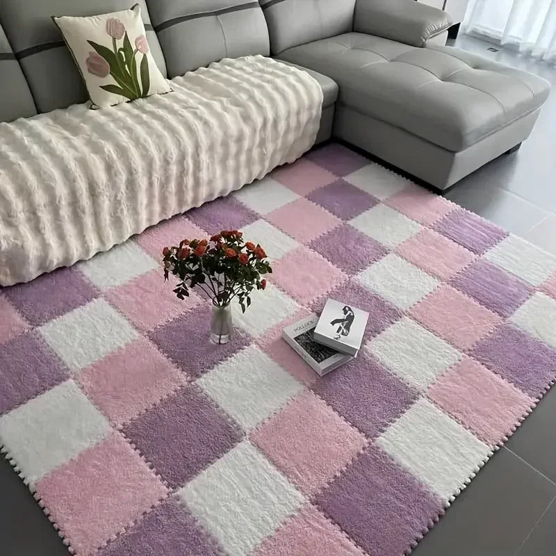 6/12Pcs Baby Play Mat EVA Foam Puzzle Tiles Soft Plush Interlocking Crawling Mat Non-Slip Nursery Floor Rug Washable