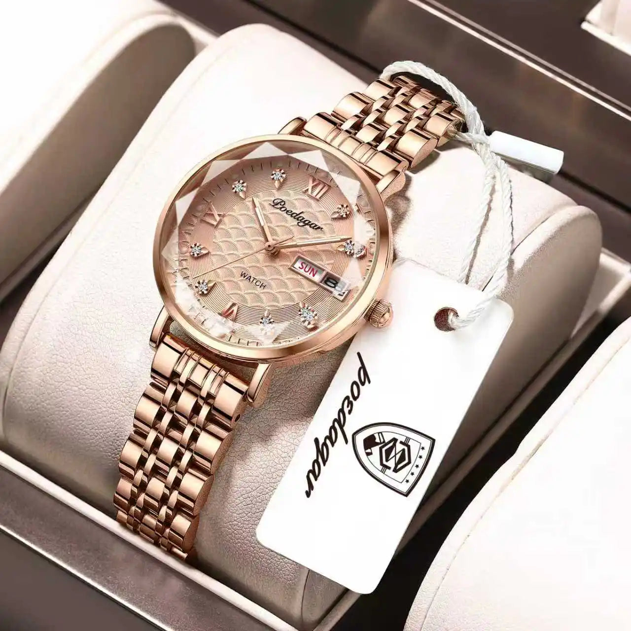 POEDAGAR Women Watch New Fashion Luxury Stainless Steel Wristwatch Bracelet Simple Rose Gold Waterproof Luminous Ladies Watches