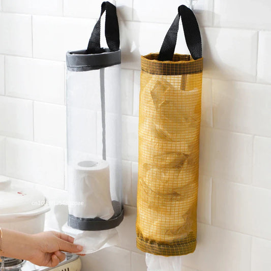 Hanging Plastic Bag Dispenser, Wall-Mounted Kitchen Storage Organiser