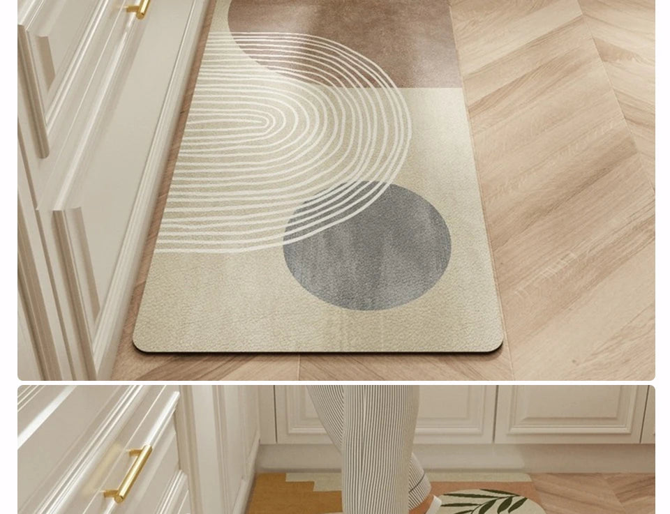 Carpet for Kitchen Waterproof Floor Mat Beige Carpets Pvc Leather Non-slip Oil-proof Long Foot Mats Home Decoration Rug Balcony