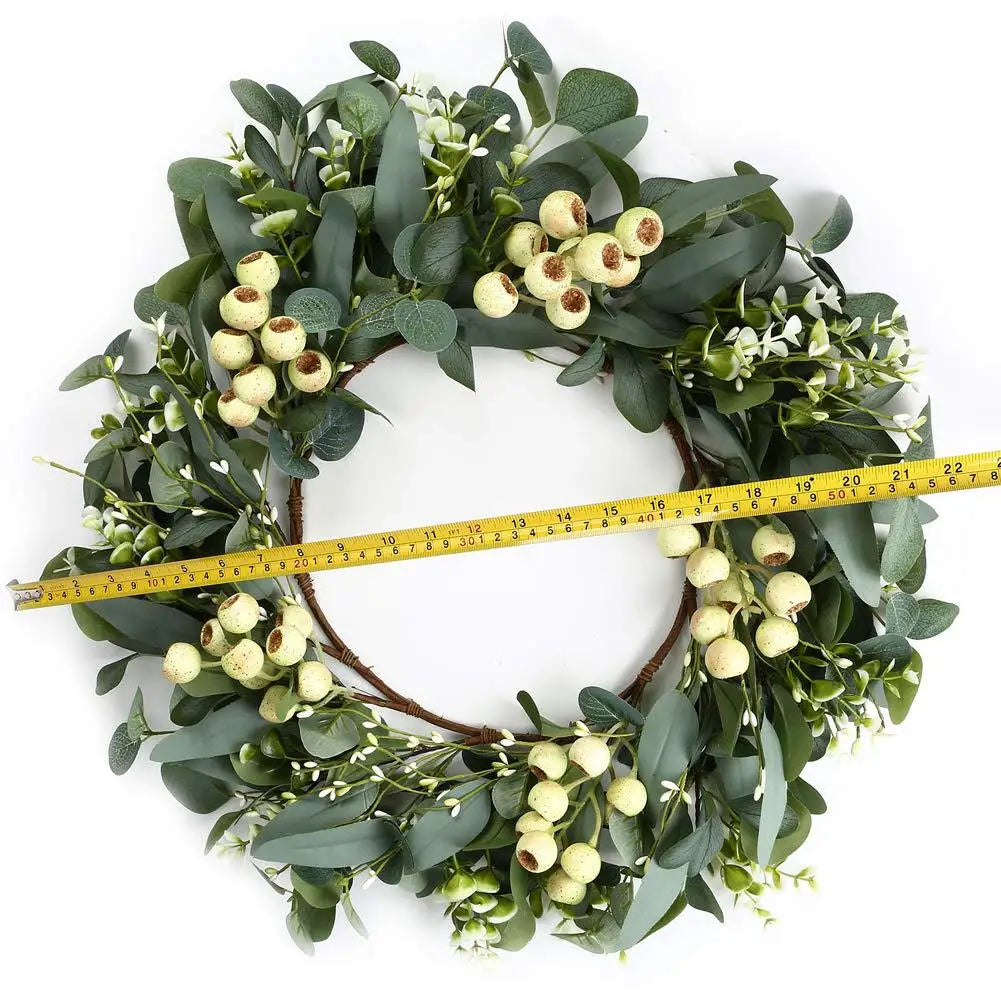 45cm Easter Holiday Garden Decoration Rattan Wreath Simulation Eucalyptus Leaf Rattan Door Head Pendant