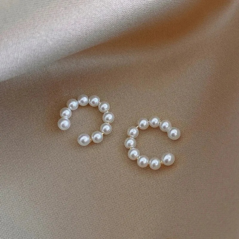 Pearl Ear Cuff Clip C-Shaped Earrings