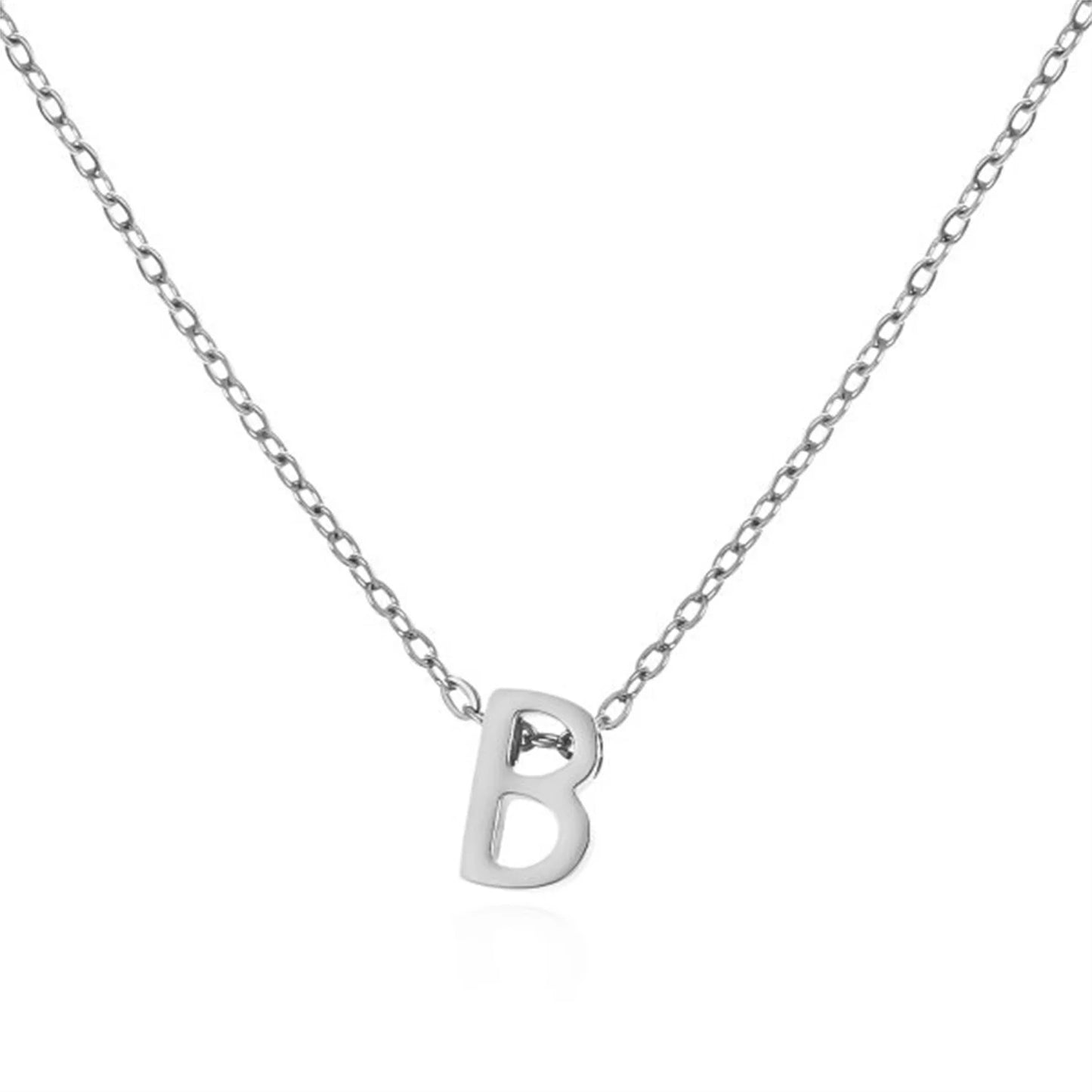 Silver Color Tiny A-Z Initial Letter Necklace for Women Stainless Steel 26 Alphabet Name Pendant Necklaces Jewelry Birthday Gift
