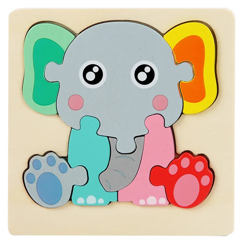 Kids Colorful Cartoon Animals 3D Puzzles Games