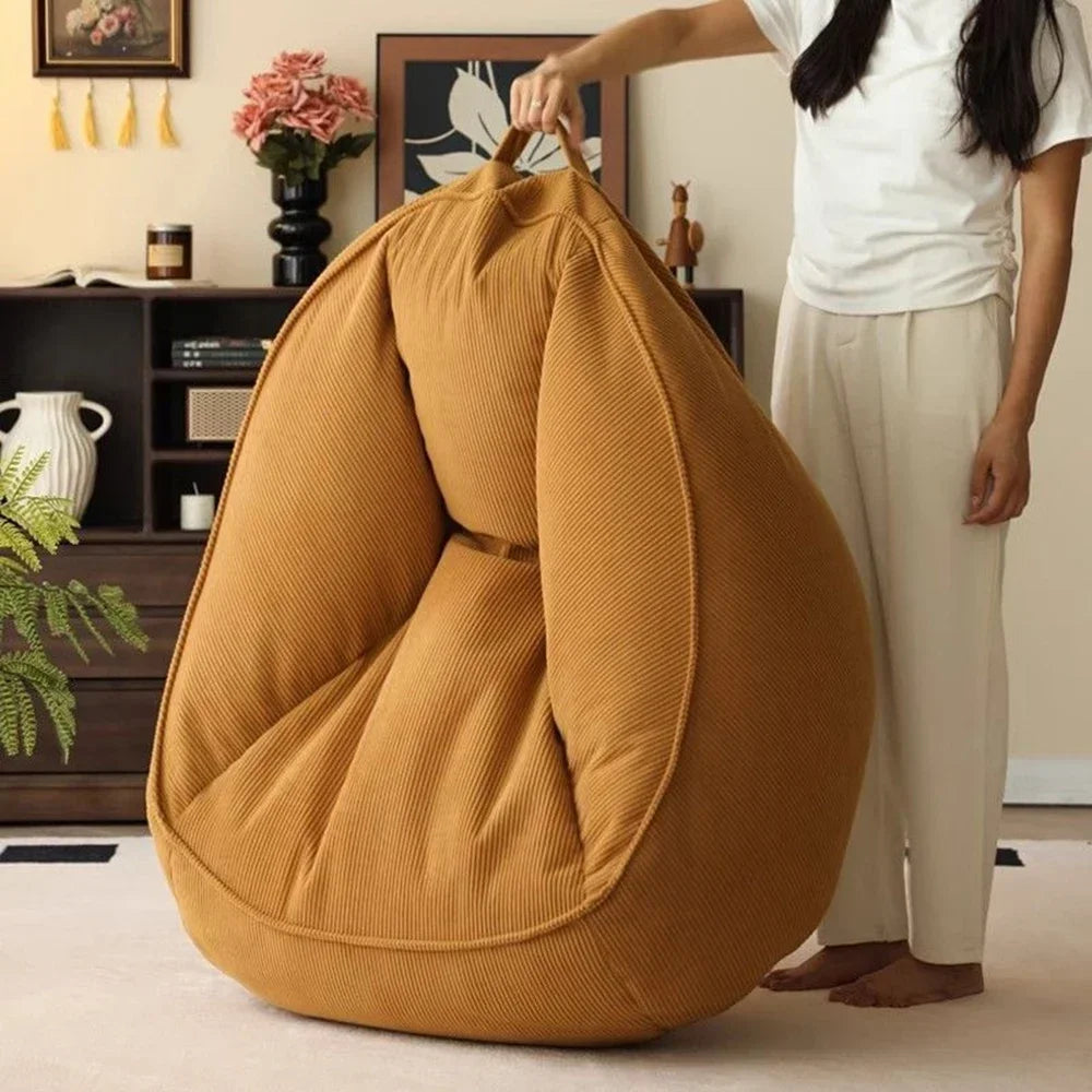 Single Lazy Bean Bag Sofa Upscale Soft Balcony Comfortable Sofa Chair with Footrest Padding Included Home Furniture