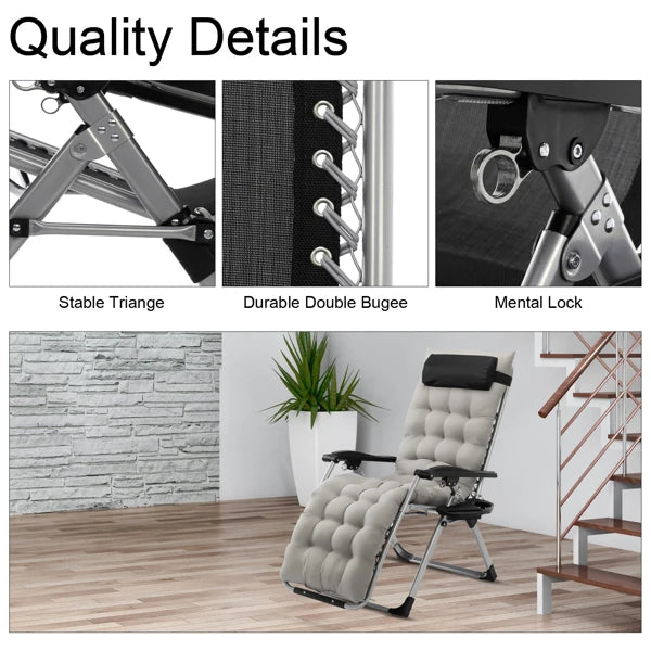 Infinity Zero Gravity Chair with Pad, Patio Chairs with Pillow and Utility Tray Adjustable Folding Recliner for Deck,Patio,Beach