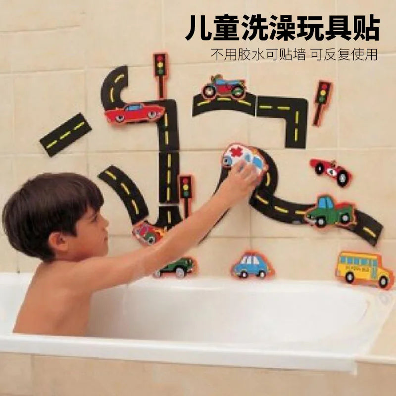 Baby Bath Toys Fun Foam Animals Floating Water Toy Traffic Early Educational Learning Gift for Kids Toddlers Bathtub Play Set