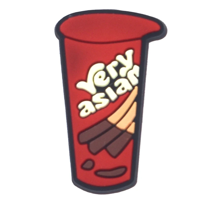 1PCS Cartoon Snack Shoe Charm – PVC Food & Drink Button for Slippers, Bags, and DIY Decor