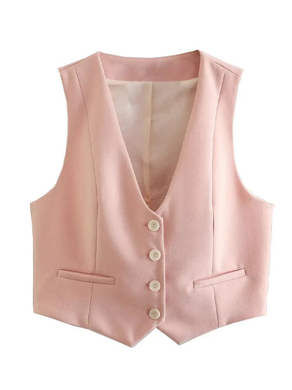 2 Piece Set Pink Tank Tops & Straight Leg Pants