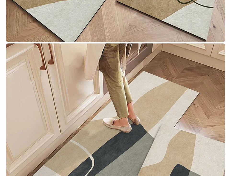 Carpet for Kitchen Floor Mat Pvc Waterproof Oil-proof Leather Rug Anti-slip Foot Mats Home Decoration