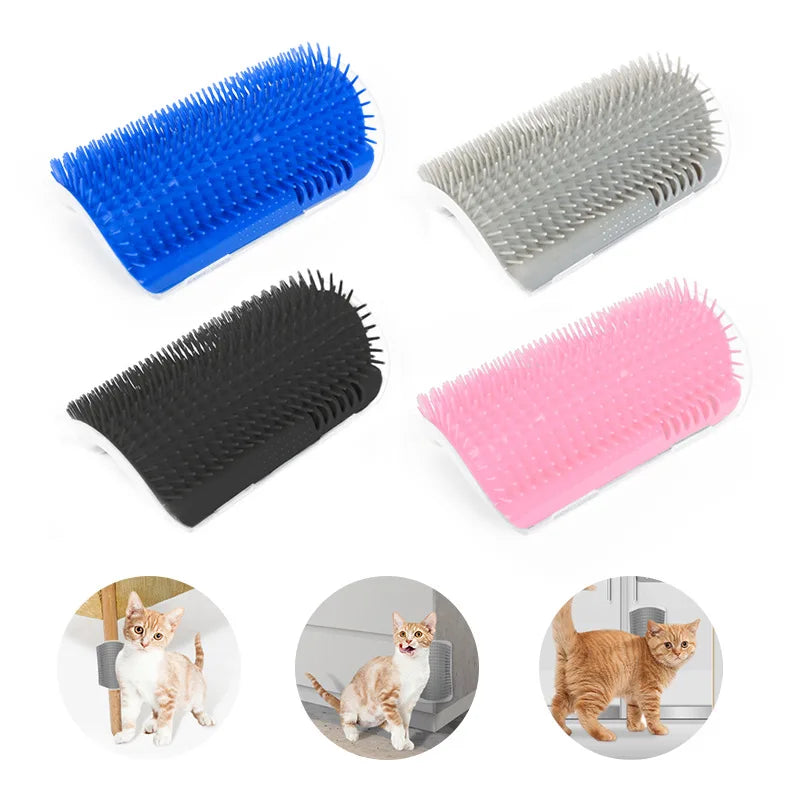 Cat Wall Brush & Self-Groomer – Corner Scratcher Comb with Catnip for Massage and Play