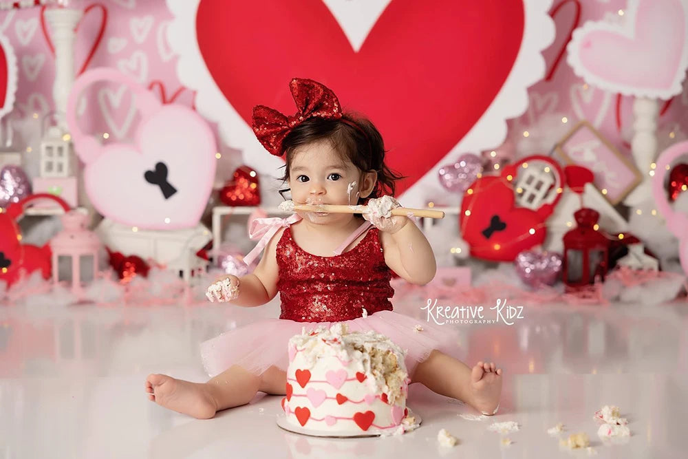 Valentine's Day Photography Backdrop Cloth Red Love Heart Wedding Baby Birthday Party Decor Backgrounds For Photo Studio Props