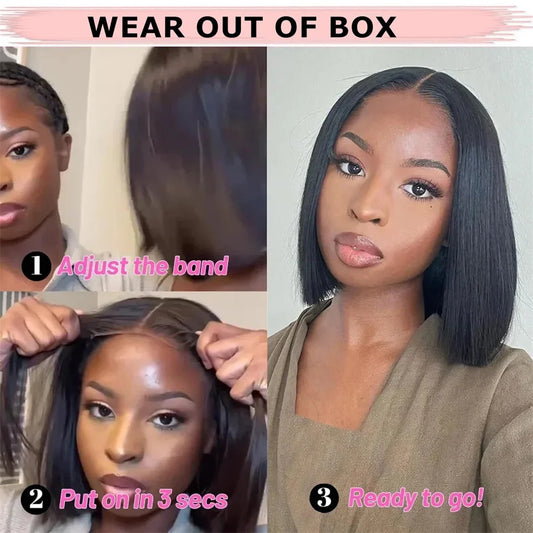 180% Straight Glueless Wig Ready To Go Human Hair Wigs Pre Cut Lace Air Wig Sale Wear And Go Bob Wigs For Women Human Hair