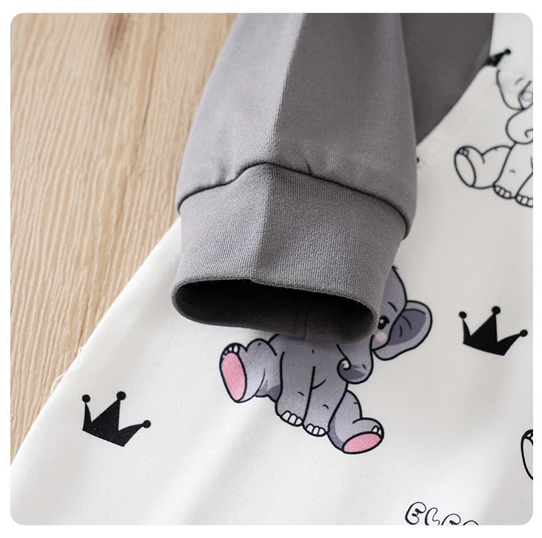 Newborn Baby Boy Long sleeves clothing 0-18Months one-piece braces fashion elephant print Baby pajamas Infant Casual Jumpsuit