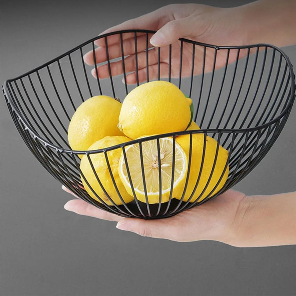 Metal Fruit Basket Simple Fruit Basin Multi-Size Iron Snack Bread Vegetable Storage Bowls Kitchen Eggs Dessert Holder Organiser