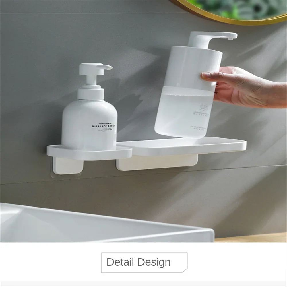 Bathroom Drainable Storage Rack Small White Bathroom Accessories Punch-free Wall-mounted Bathroom Shelf Wash Supplies Storage