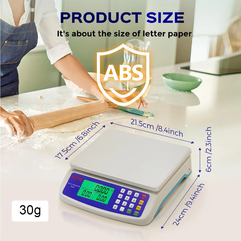 40kg/1g Large Digital Kitchen Scale with Tare Function Price Computing Scale Stainless Steel Counting Scale for Meat Vegetables