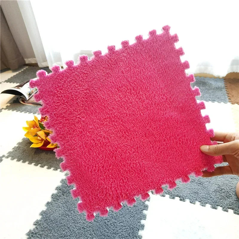 10Pcs Soft Plush Baby Play Mat EVA Foam Puzzle Carpet 30x30cm Children’s Mat Keep Warm for Kids Room Baby Toys Floor Playmat