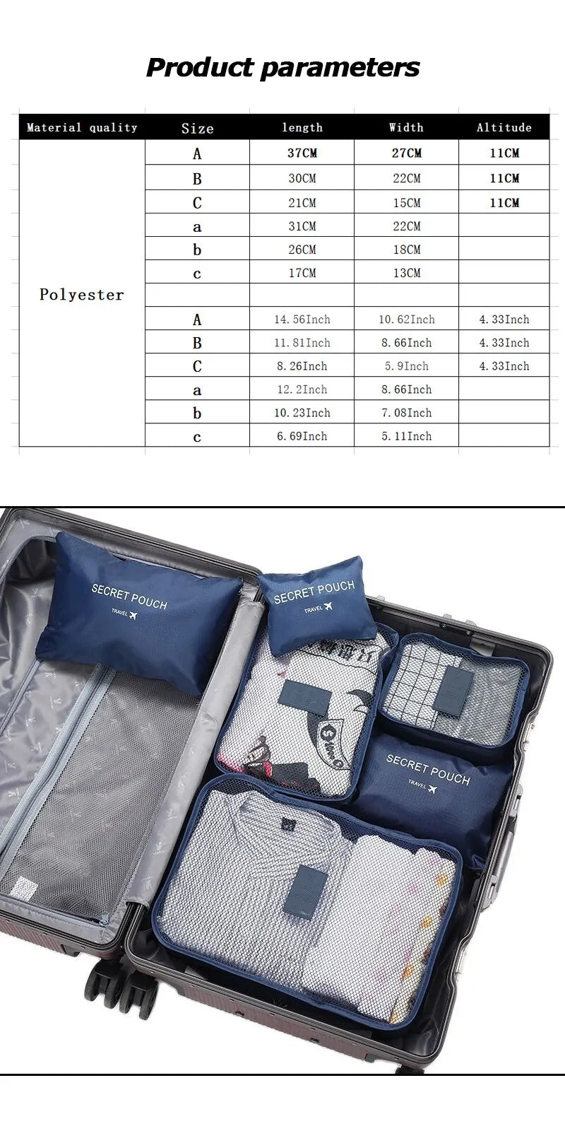 6Pc Travel Clothes Storage Bags