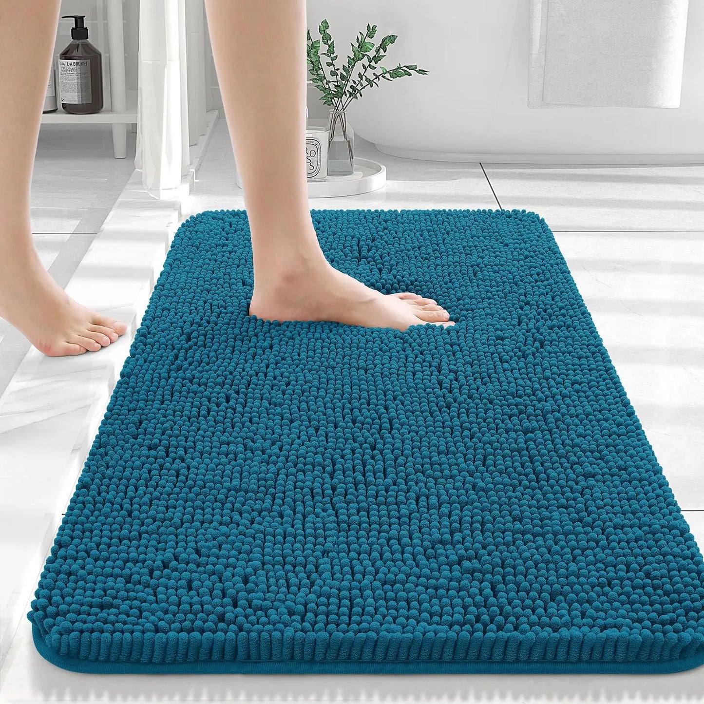 Homaxy Chenille Plain Hairy TPR Material Door Mat Indoor Non Slip Door Mat Dirt Trap Absorbent Mat Absorbs Water Bathroom Mat